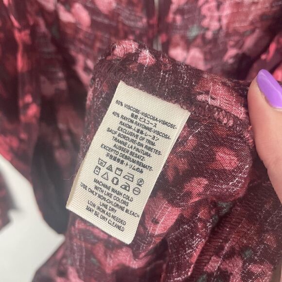 Free People Red Orange Purple Floral Ruffle Romper Viscose Rayon Size Small - Picture 4 of 10
